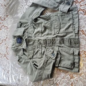 Madewell olive green military button down  distres light jacket S